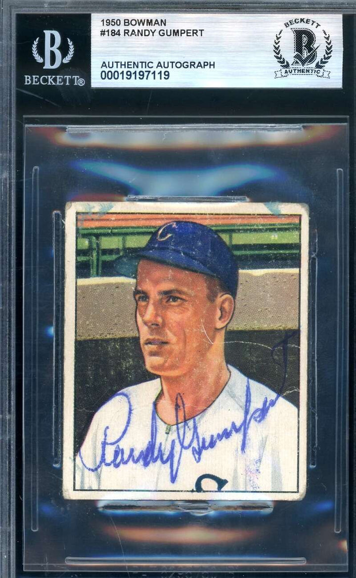 Randy Gumpert Beckett BAS Signed 1950 Bowman Autograph