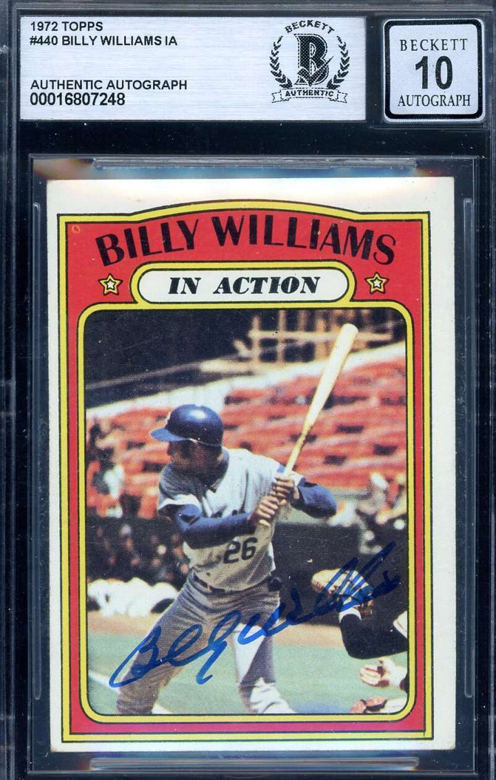 Billy Williams Gem Mint 10 Beckett BAS Signed 1972 Topps In Action Autograph