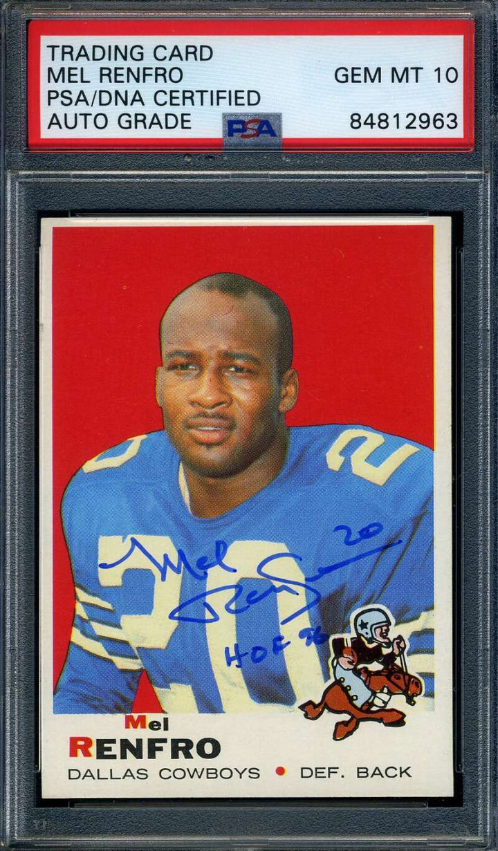 Mel Renfro Gem Mint 10 PSA DNA Signed 1969 Topps Autograph