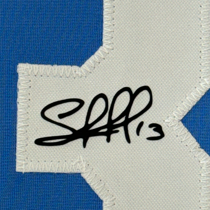 Framed Facsimile Autographed Salvador Perez 33x42 Blue Reprint Laser Auto Jersey