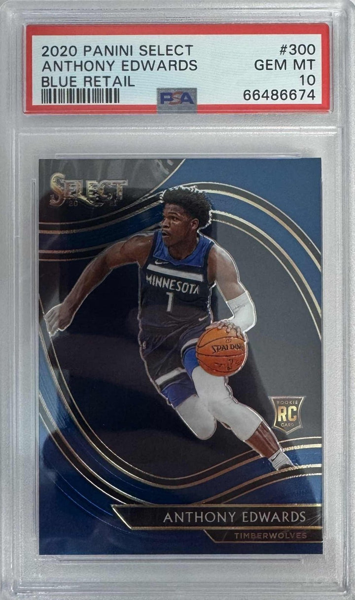 Graded 2020-21 Select Anthony Edwards #300 Blue Retail RC Card PSA 10
