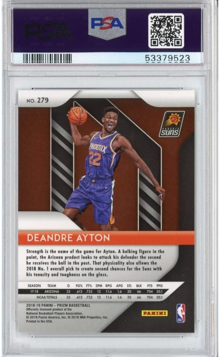 Graded 2018-19 Panini Prizm DEANDRE AYTON #279 Rookie Card PSA 10