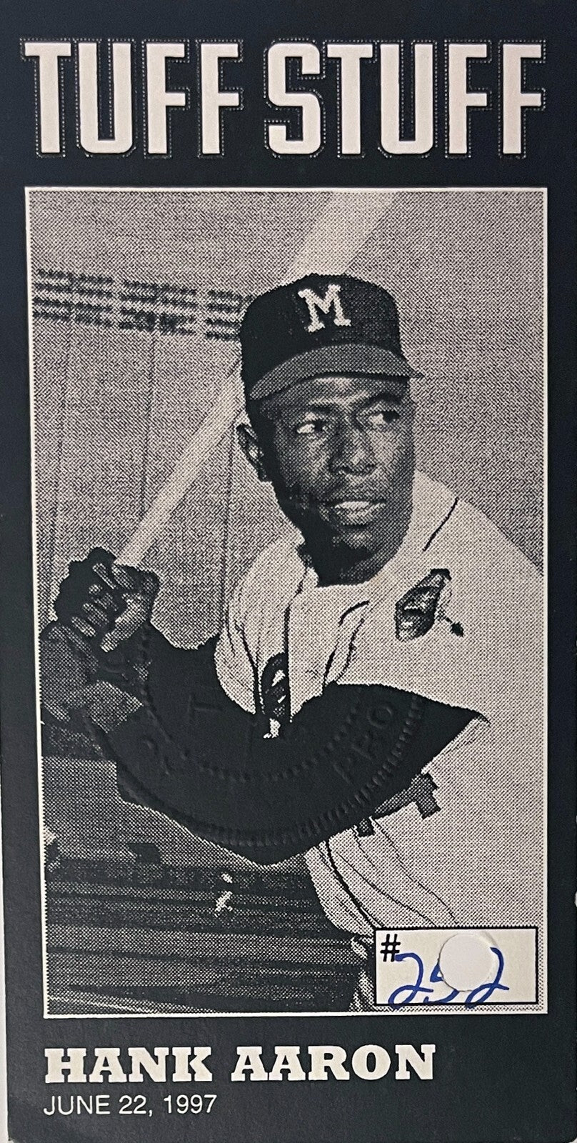 Hank Aaron signed Braves Hall of Fame Induction Day Photo/Card Framed COA/Ticket