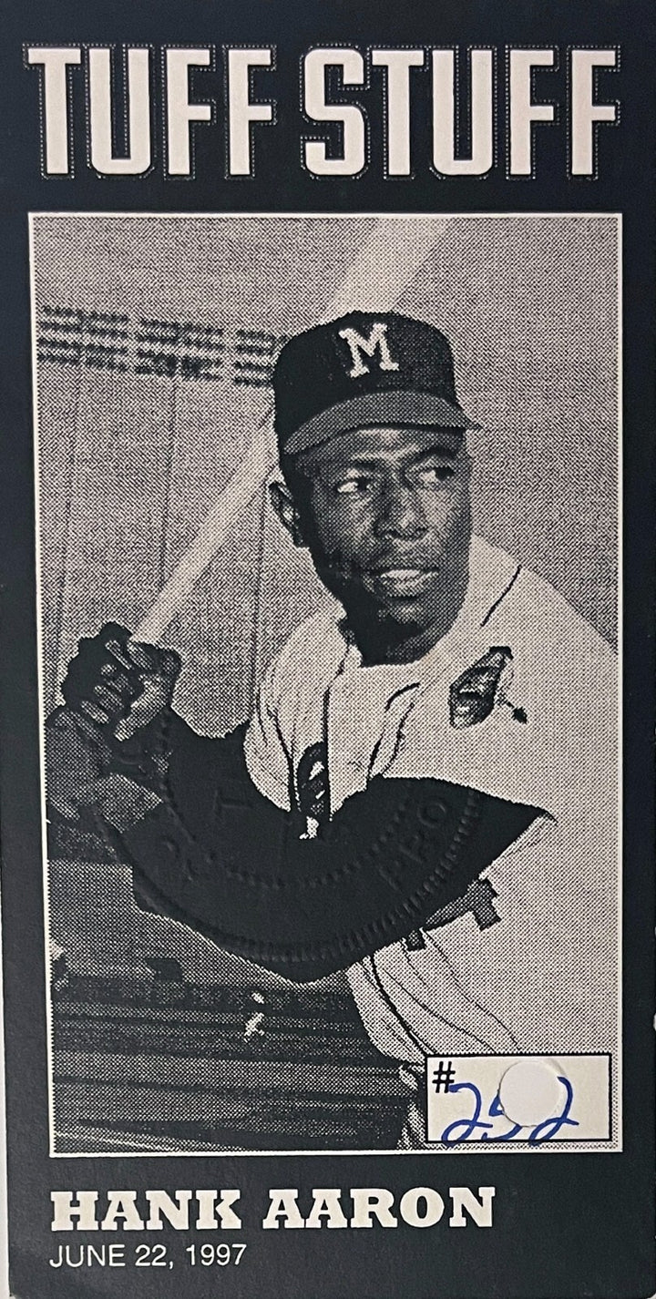 Hank Aaron signed Braves Hall of Fame Induction Day Photo/Card Framed COA/Ticket
