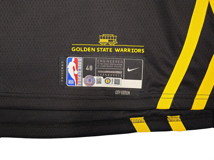 Warriors Stephen Curry Auto Black Nike Swingman City Jersey 48 Wardell Beckett