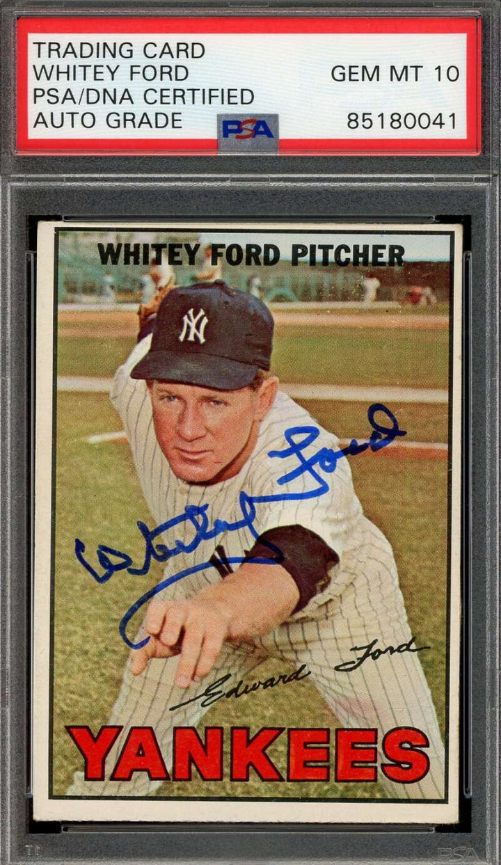 Whitey Ford Gem Mint 10 PSA DNA Signed 1967 Topps Autograph