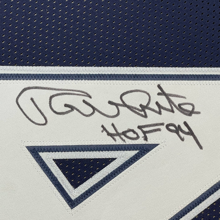 FRAMED Autographed/Signed RANDY WHITE 33x42 Dallas Blue Jersey JSA COA
