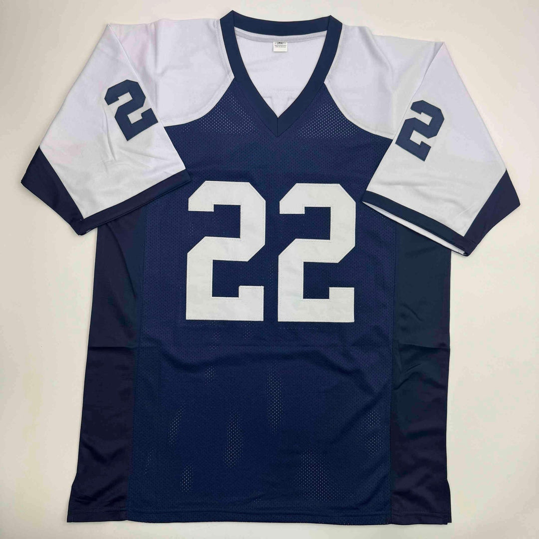 Autographed/Signed Emmitt Smith Dallas Thanksgiving Football Jersey Beckett COA