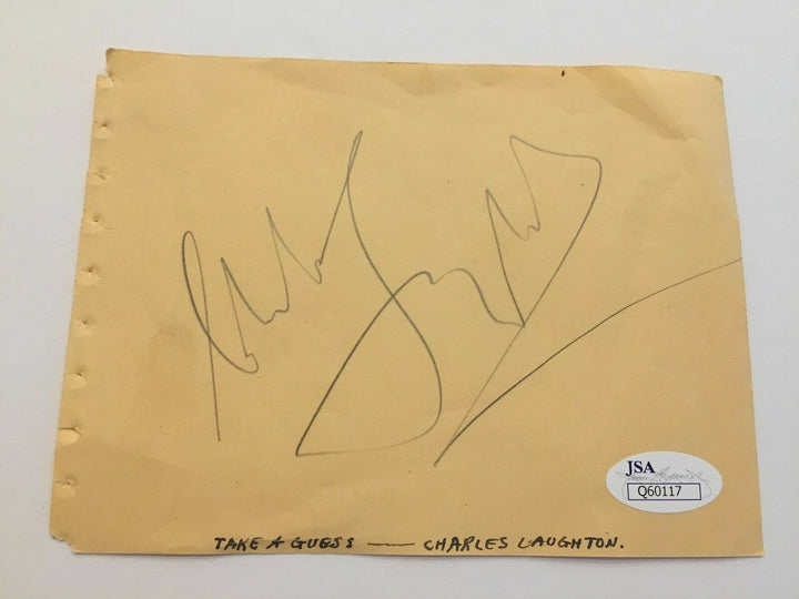 Charles Laughton Signed Cut Signature JSA COA Autograph  Iconic Actor Rare!