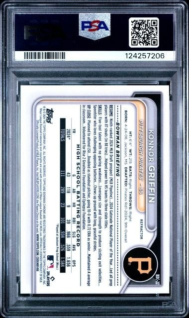 Graded 2024 Bowman Draft Konnor Griffin BDC22 Chrome REF Rookie Card PSA 10