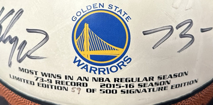 Klay Thompson Signed Spalding Basketball Warriors Record 73-9 Autograph LE COA
