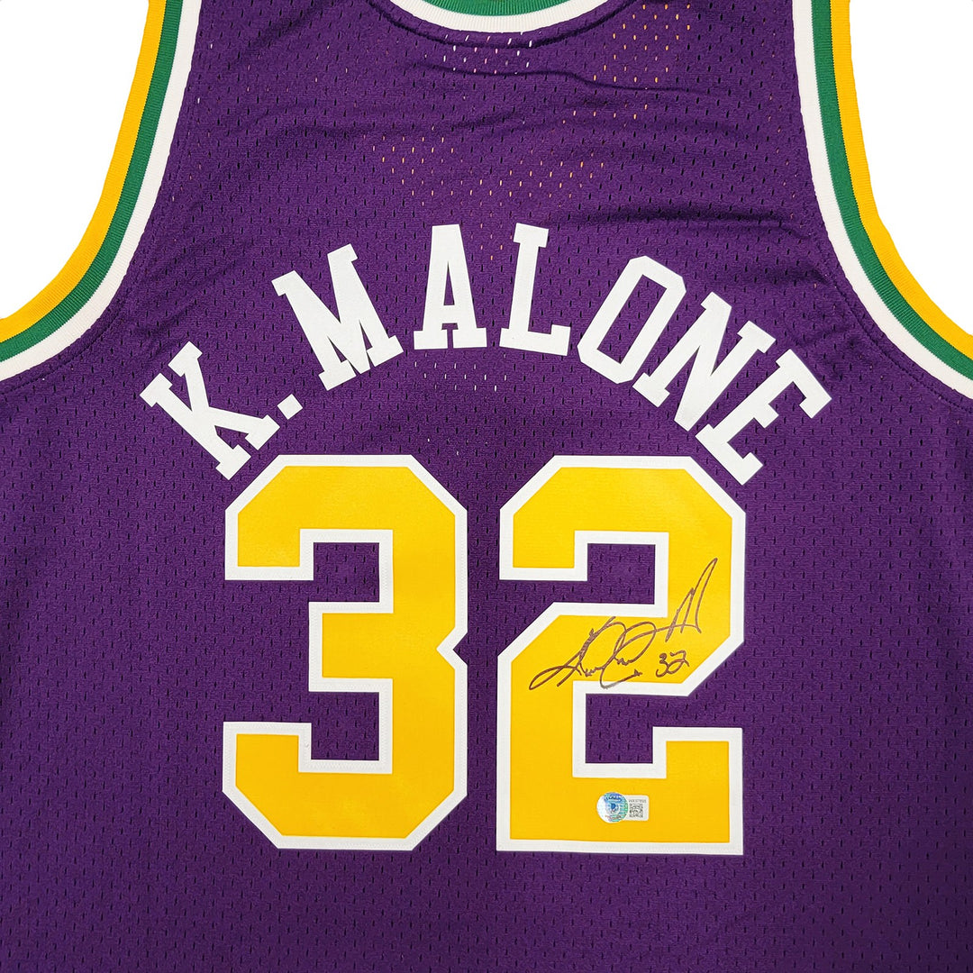 Jazz Karl Malone Auto Purple Authentic Mitchell & Ness Jersey Size XL Beckett