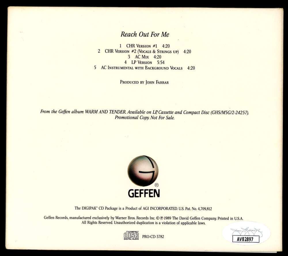 Olivia Newton John JSA Coa Signed Full Name Reach Out For Me CD Autograph