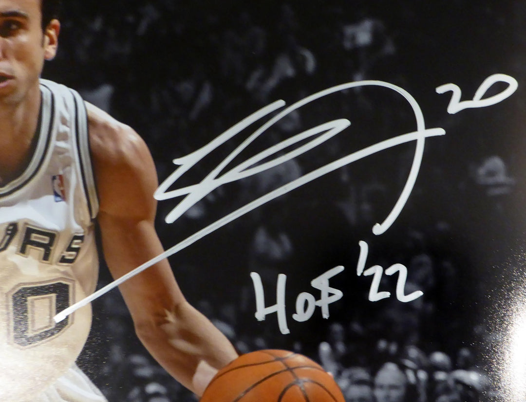 Manu Ginolbili Signed 16x20 Photo San Antonio Spurs "HOF 22" Beckett #WX48324