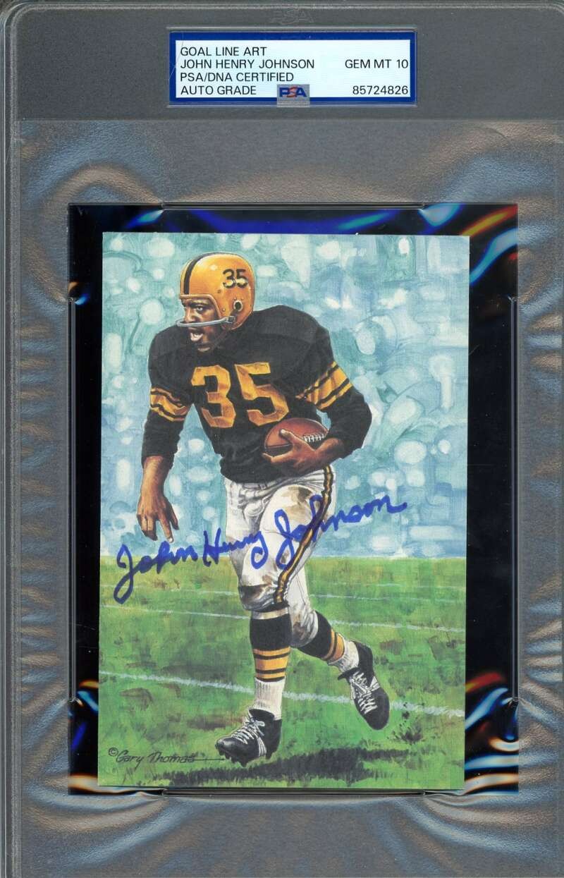 John Henry Johnson Gem Mint 10 PSA DNA Signed Goal Line Art Card GLAC Auto 1