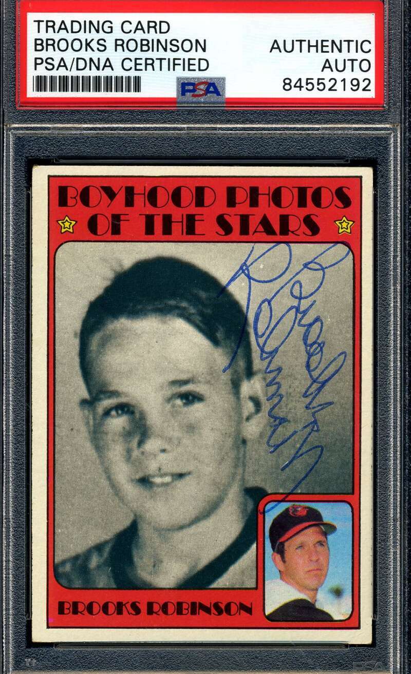 Brooks Robinson PSA DNA Coa Signed 1972 Topps Boyhood Photos Autograph