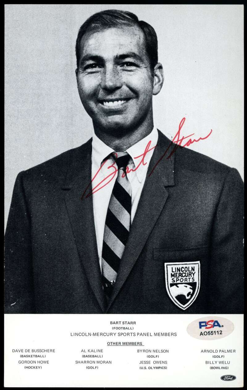 Bart Starr PSA DNA Signed 5x8 Lincoln Mercury Photo Autograph