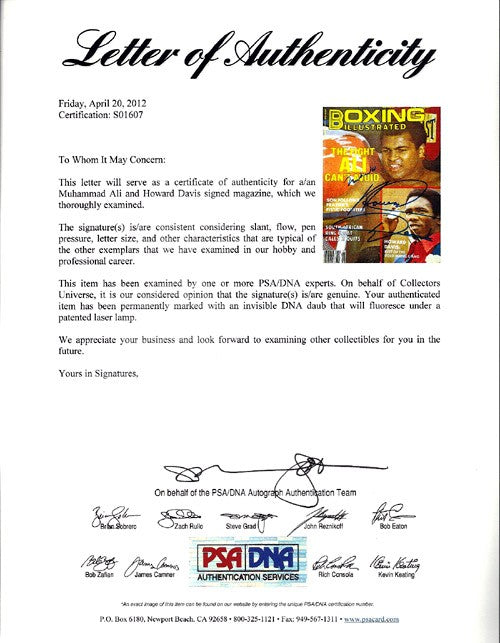 Muhammad Ali & Howard Davis Auto Boxing Illustrated Magazine Cover PSA/DNA