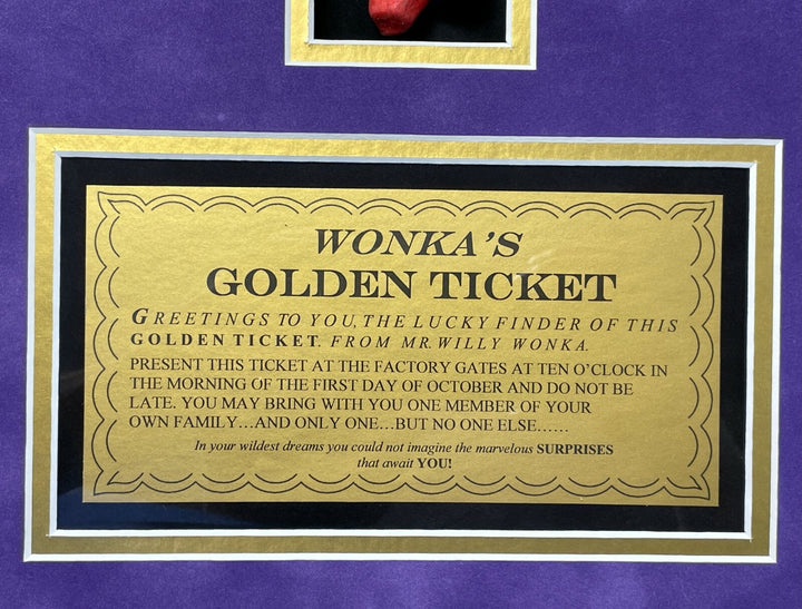 Willy Wonka Kids x5 Signed Wallpaper Framed Gobstopper Bar Collage JSA COA Auto
