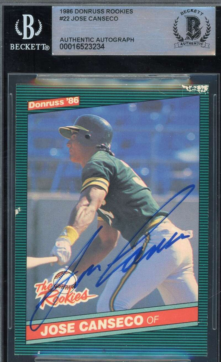 Jose Canseco Beckett BAS Signed 1986 Donruss Rookies Autograph