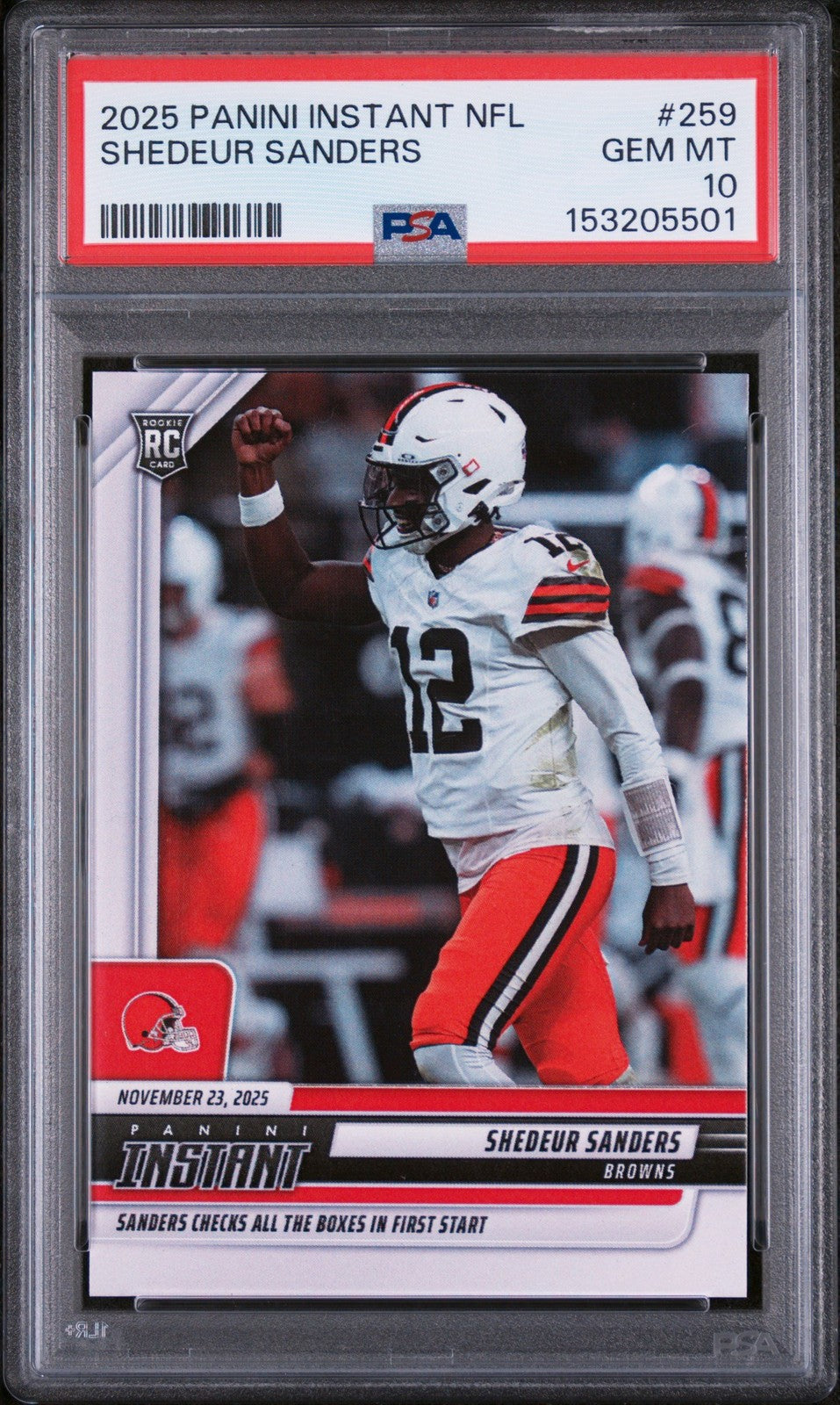 Graded 2025 Panini Instant Shedeur Sanders #259 Rookie RC Card PSA 10