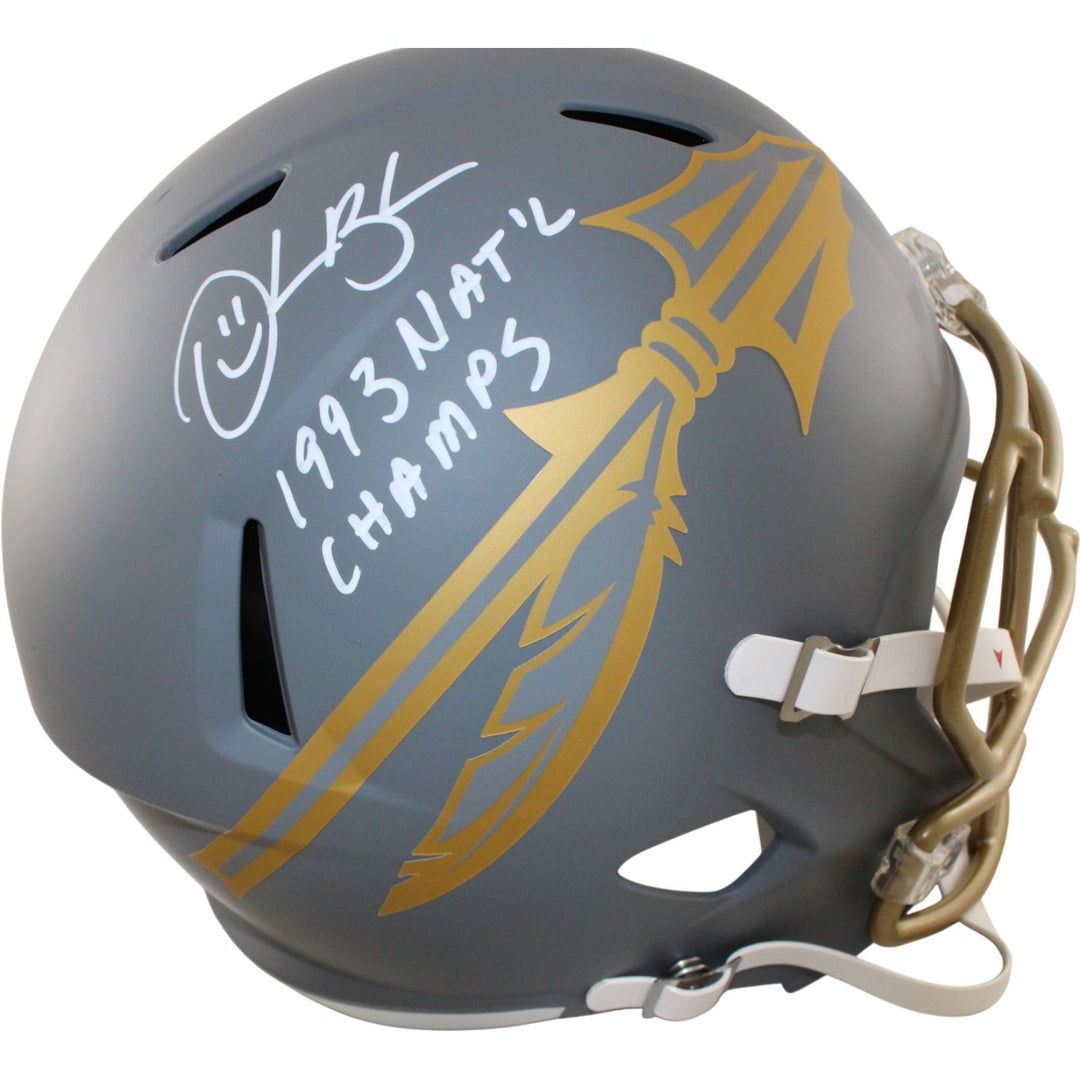 Derrick Brooks Signed Florida State F/S Slate Helmet Nat'l Champs Beckett 54261