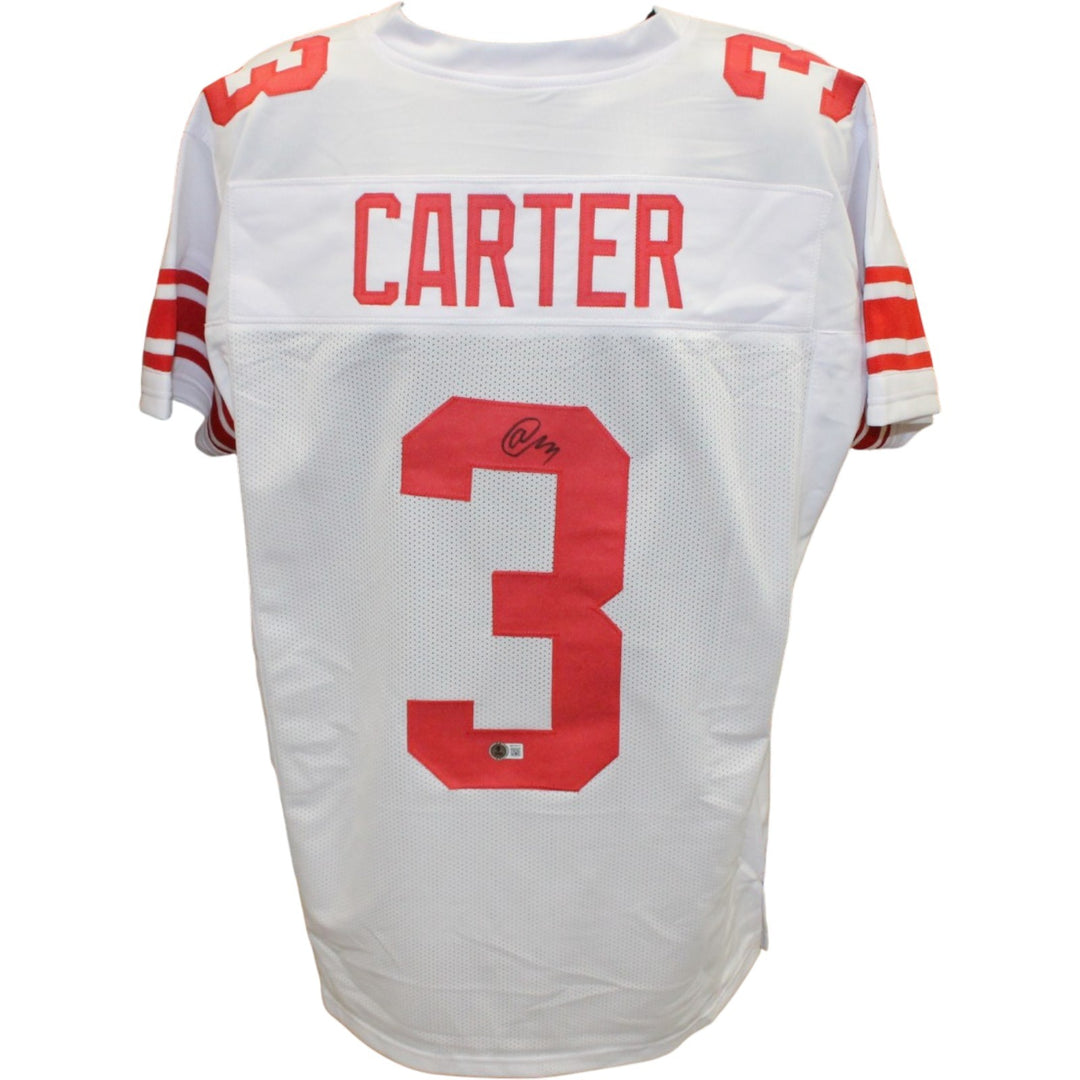 Abdul Carter Autographed Pro Style Sz XL White Jersey Beckett Witness 56889