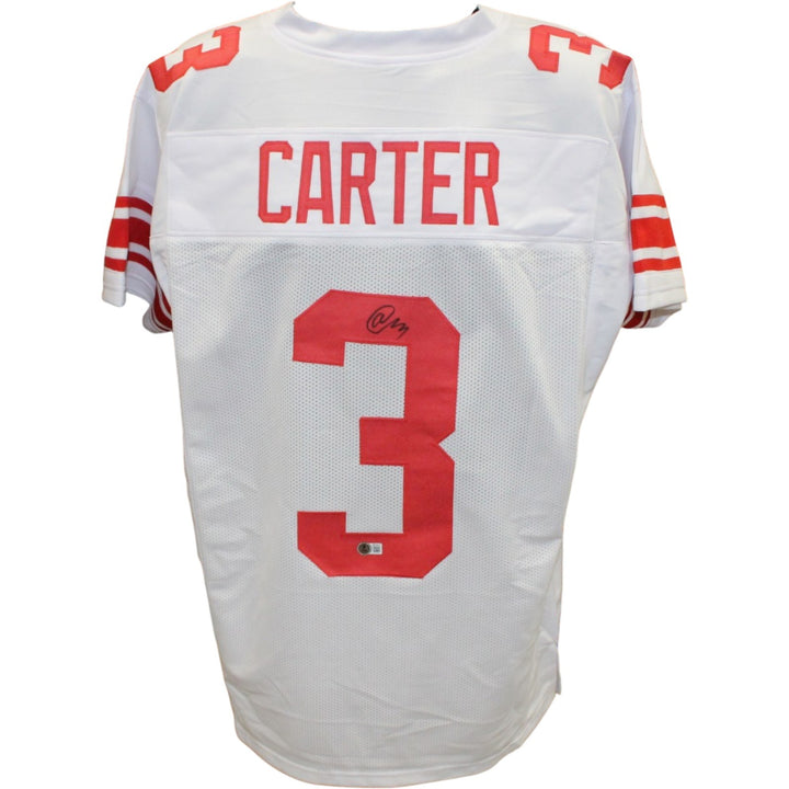 Abdul Carter Autographed Pro Style Sz XL White Jersey Beckett Witness 56889
