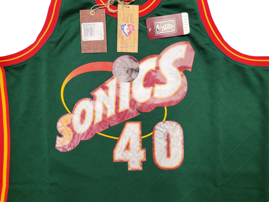 Sonics Shawn Kemp Auto Green Auth Mitchell Ness HWC Swingman Jersey Top 75 2X