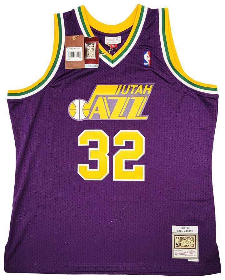 Jazz Karl Malone Auto Purple Authentic Mitchell & Ness Jersey Size XL Beckett