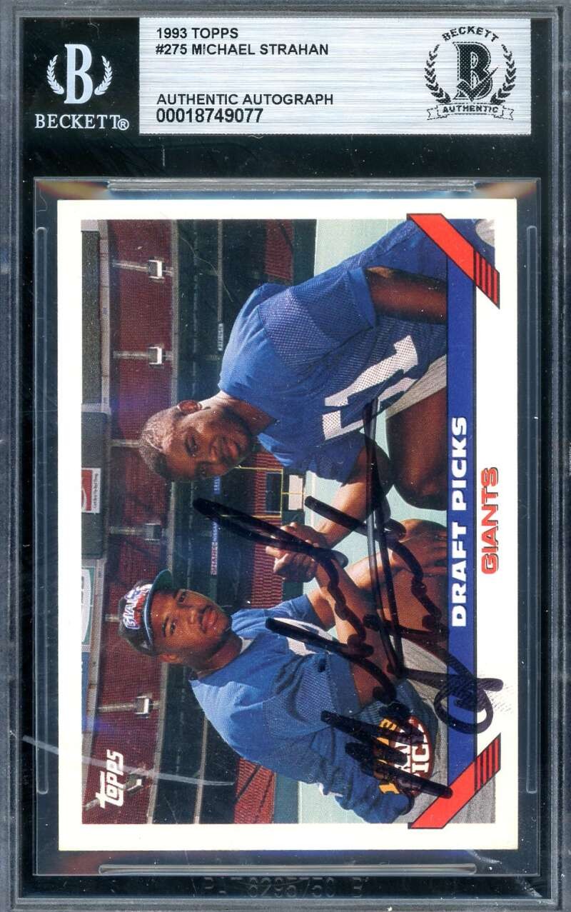 Michael Strahan Beckett BAS Signed 1993 Topps Rookie Autograph