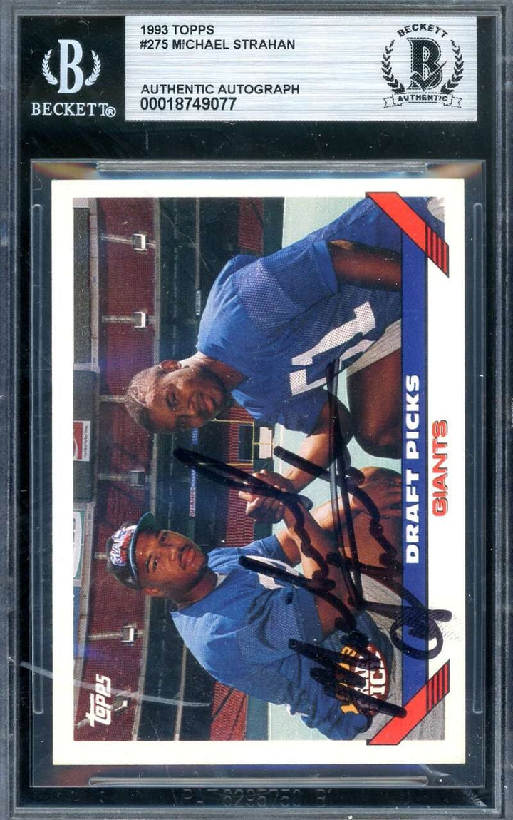 Michael Strahan Beckett BAS Signed 1993 Topps Rookie Autograph