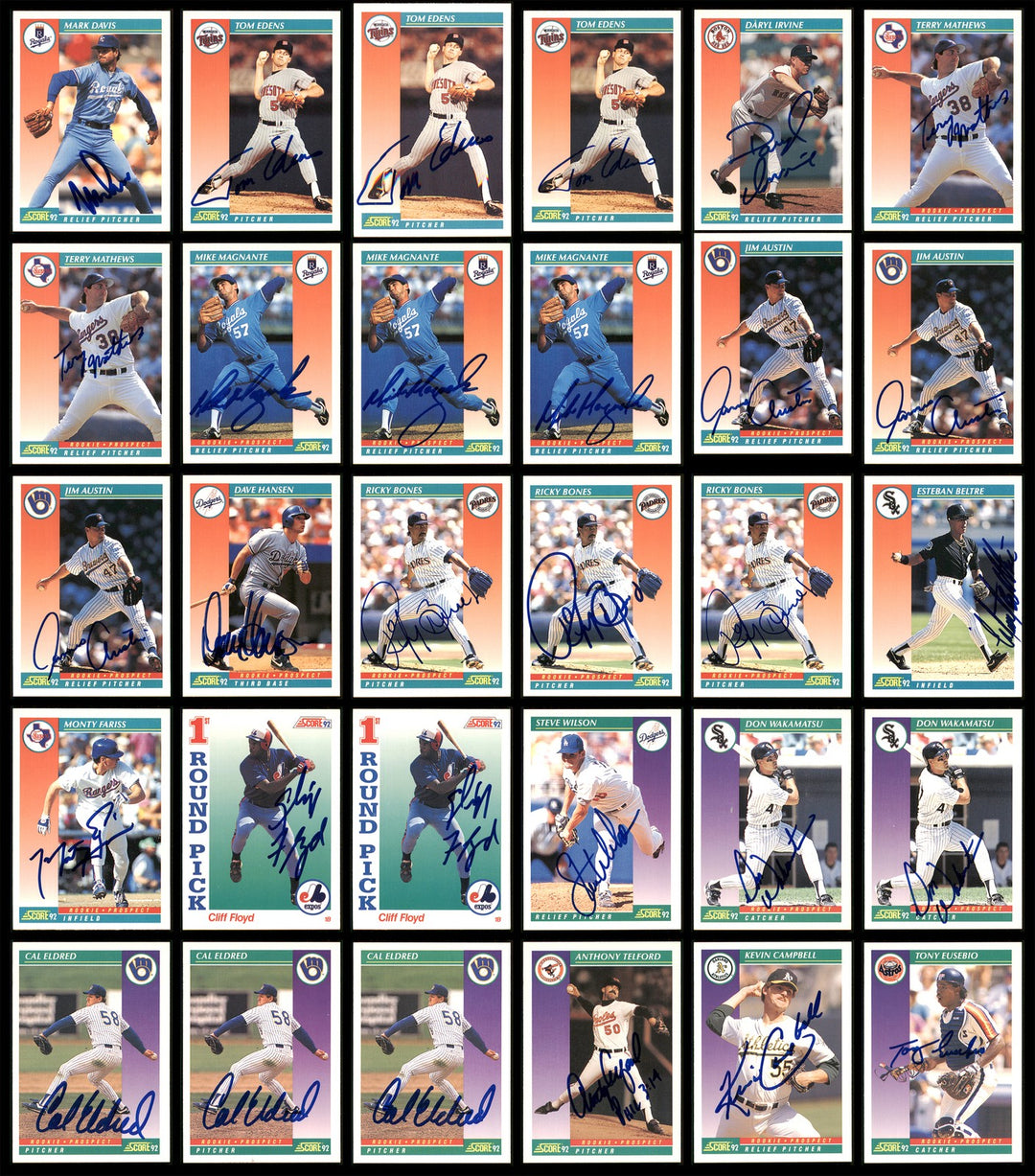 1992 Score Baseball Autographed Signed Cards Lot Of 128