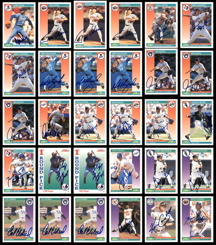 1992 Score Baseball Autographed Signed Cards Lot Of 128