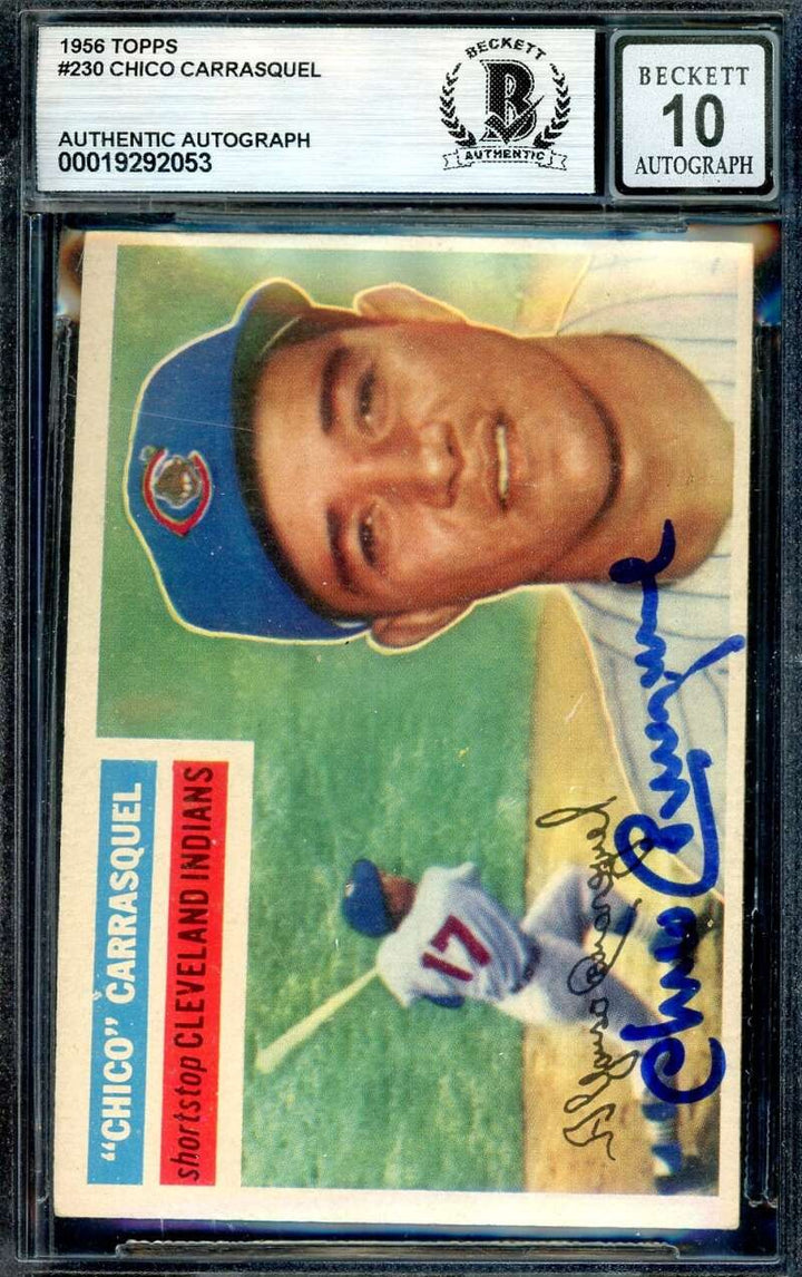 Chico Carrasquel Gem Mint 10 Beckett BAS Signed 1956 Topps Autograph