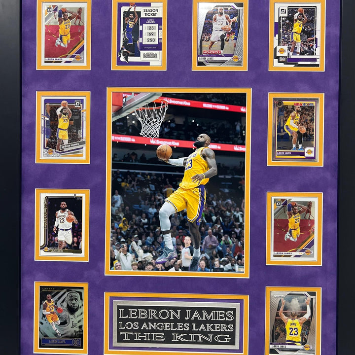 Lebron James 10-Card Custom Display Frame Los Angeles Lakers
