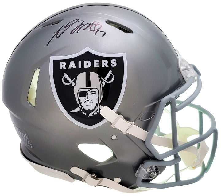Davante Adams Signed Raiders Flash Gray Full Size Authentic Speed Helmet Beckett