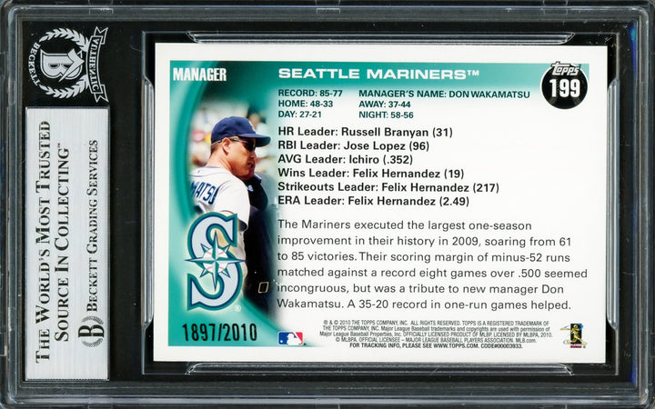 Ichiro Suzuki Signed 2010 Topps Gold Card 199 Seattle Mariners Beckett #16705091