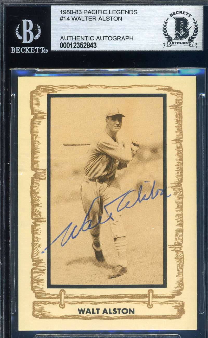 Walter Alston BAS Beckett Coa Autograph 1980 Cramer Pacific Signed