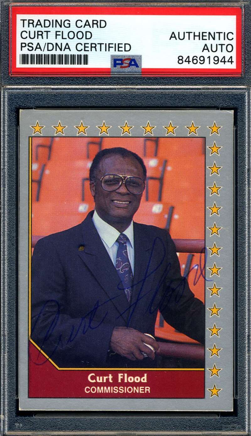Curt Flood PSA DNA Signed 1990 Pacific Senior League Autograph