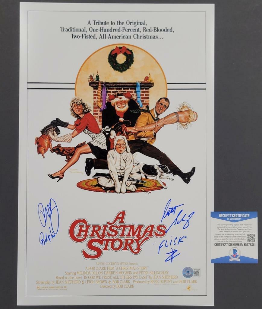 Peter Billingsley & Scott Schwartz signed A Christmas Story 11x17 Photo ~ BAS