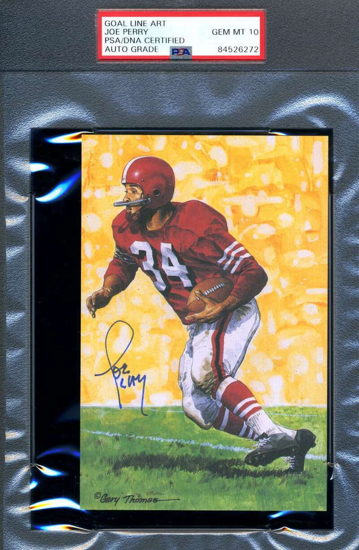 Joe Perry Gem Mint 10 PSA DNA Slabbed Signed Goal Line Art Card Autograph GLAC