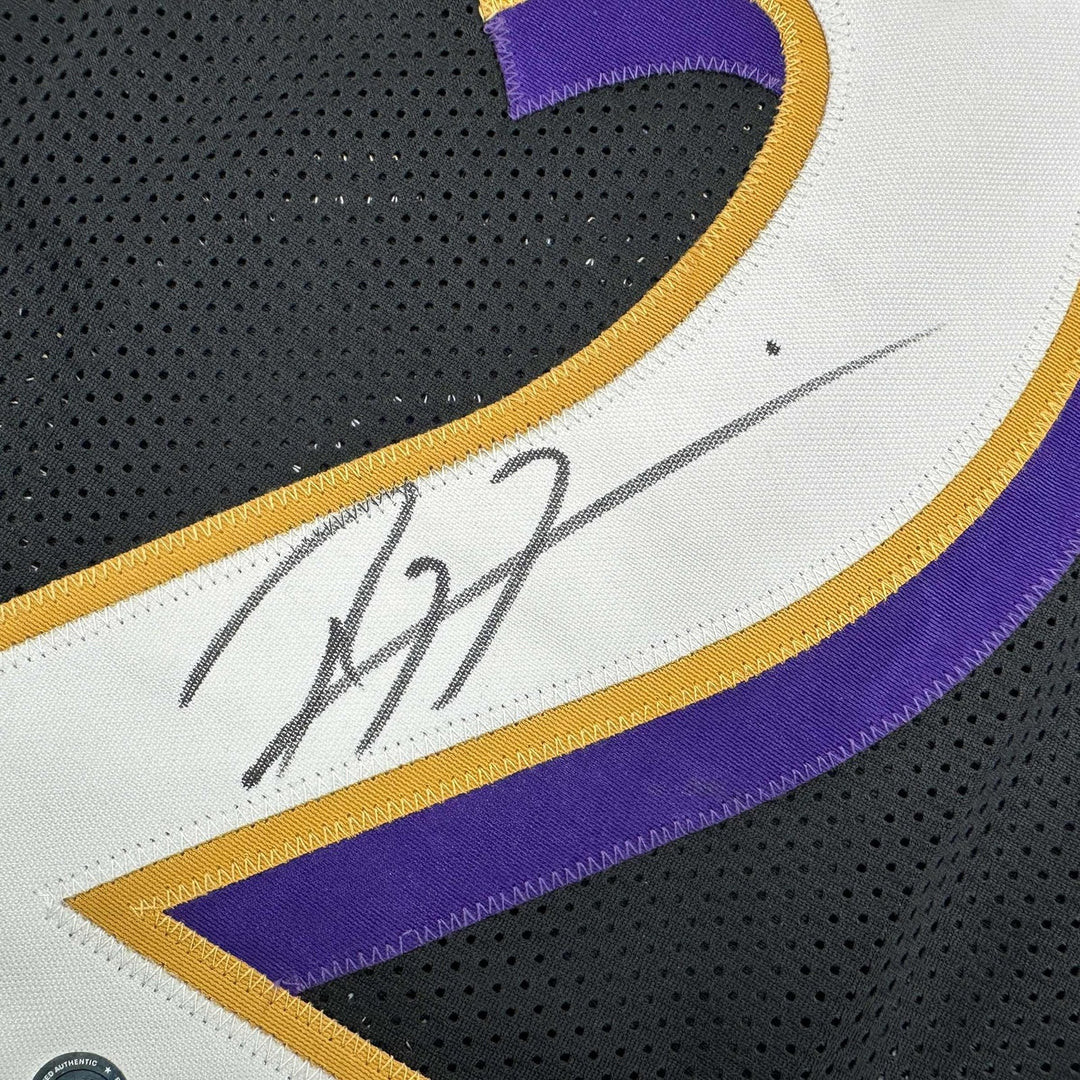 Autographed/Signed RAY LEWIS Baltimore Black Football Jersey JSA COA Auto