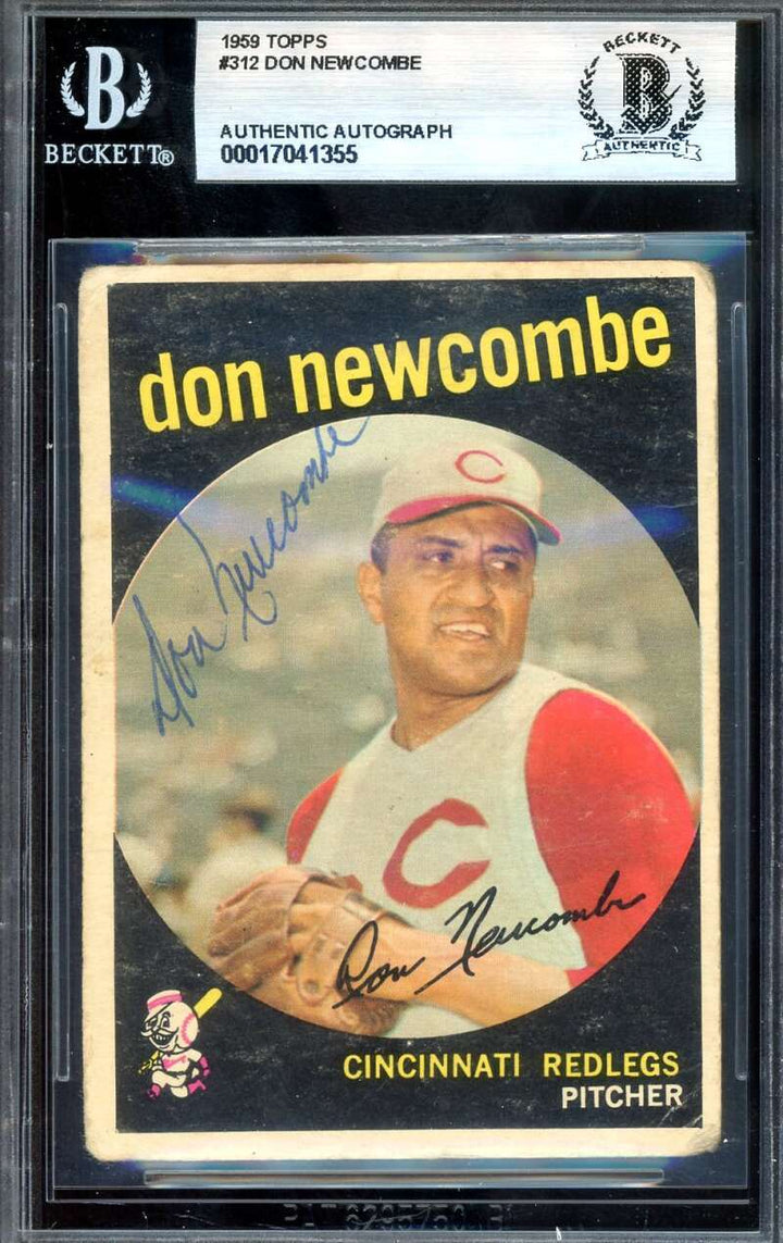 Don Newcombe Beckett BAS Vintage Signed 1959 Topps Autograph