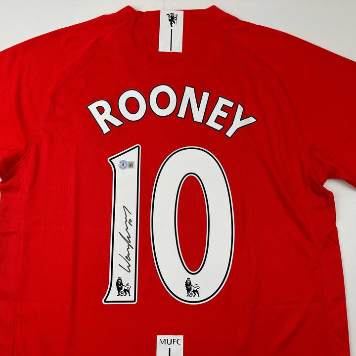 Autographed/Signed Wayne Rooney Manchester United Red 2008 Jersey BAS COA