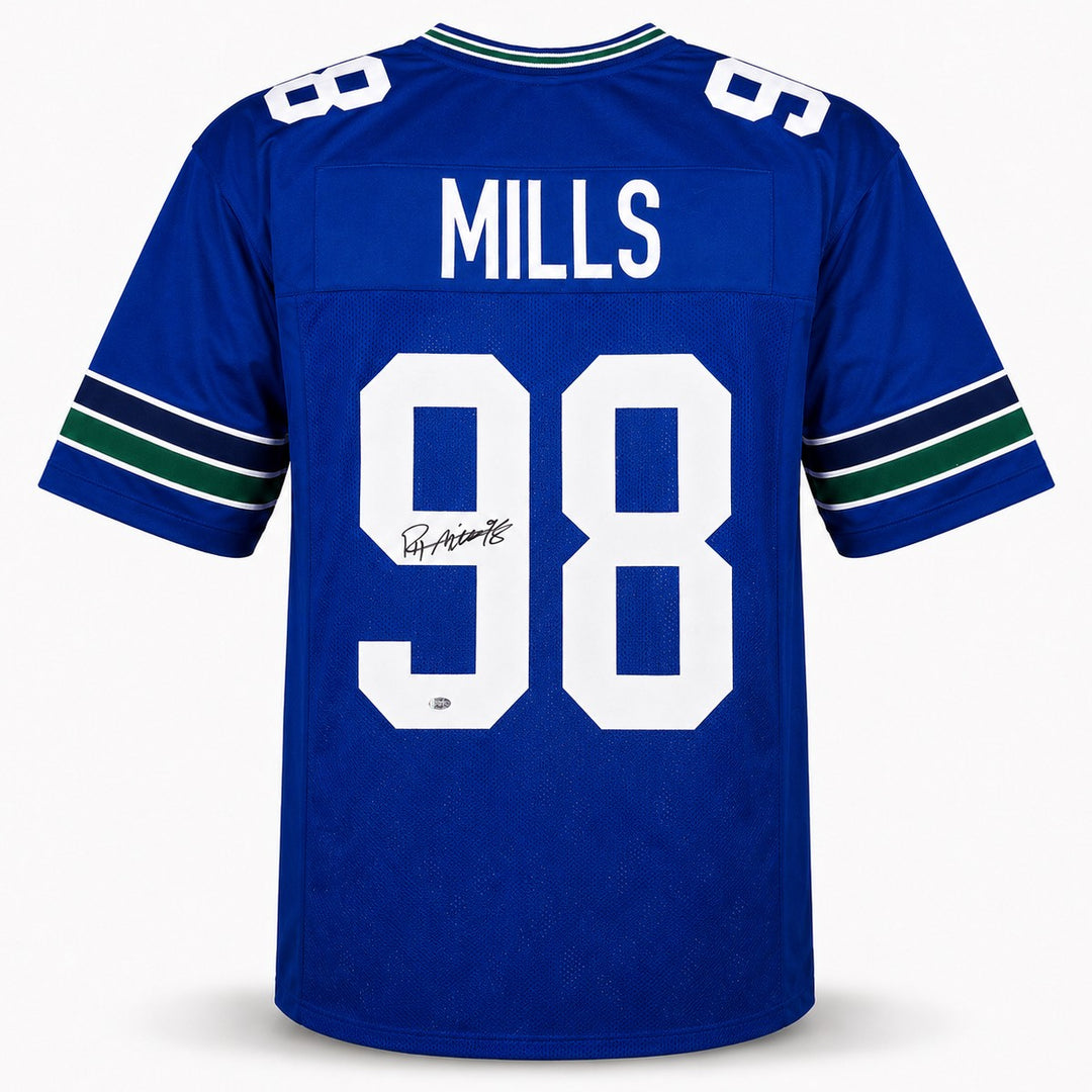 Seattle Seahawks Rylie Mills Signed Blue Throwback Jersey MCS Holo