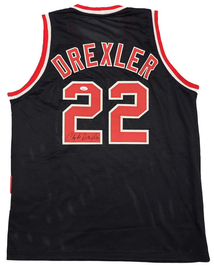 Portland Trailblazers Clyde Drexler Signed Black & Red Jersey JSA