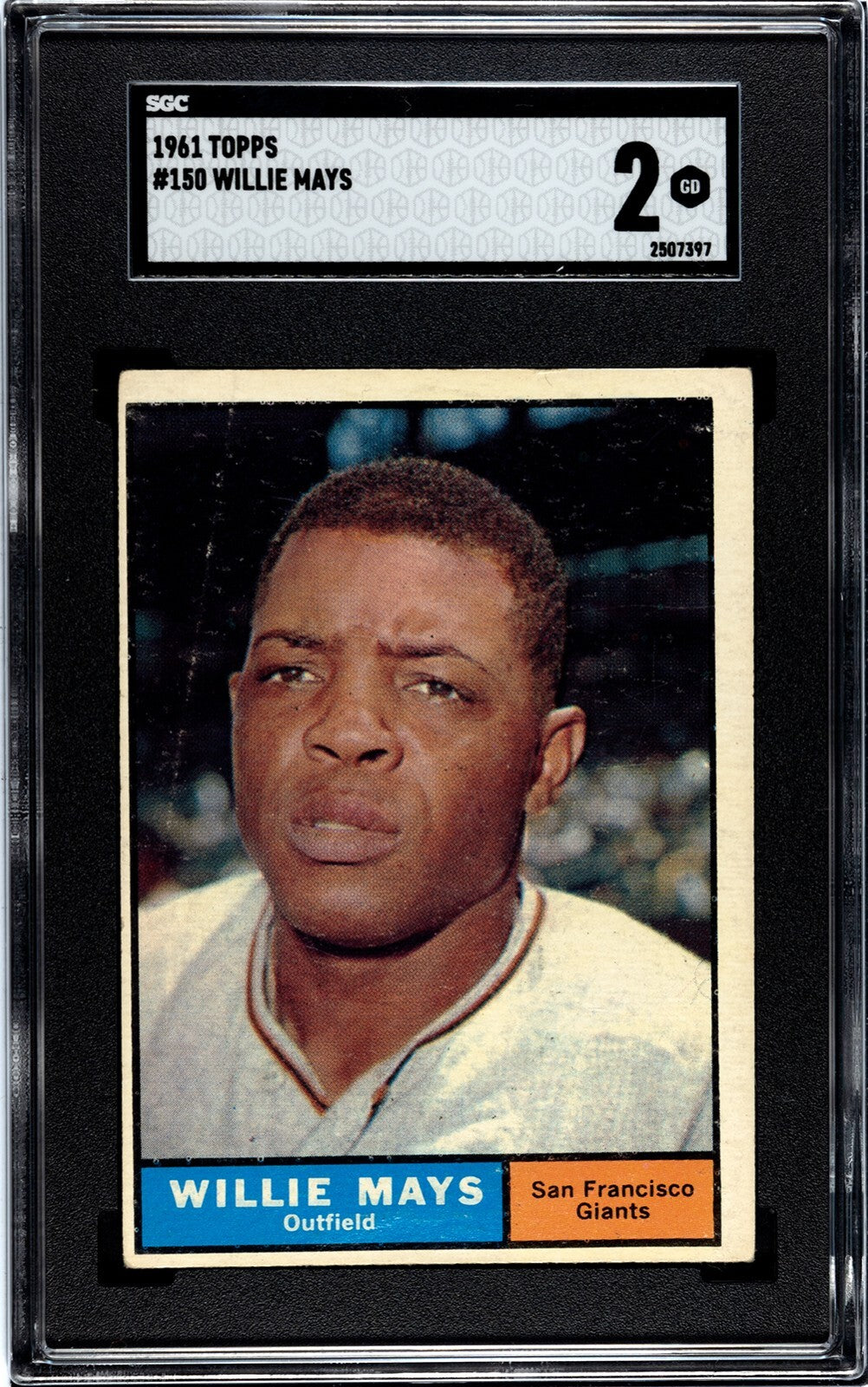 Willie Mays 1961 Topps Baseball Card #150- SGC Graded 2 GD -San Francisco Giants