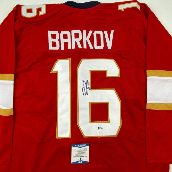Autographed/Signed Aleksander Barkov Florida Red Jersey Beckett BAS COA
