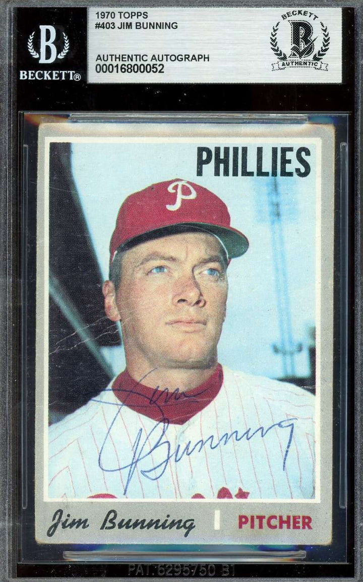 Jim Bunning Beckett BAS Vintage Signed 1970 Topps Autograph